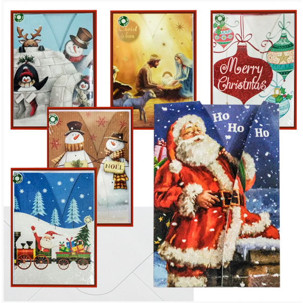 Χριστουγεννιάτικες Κάρτες, με Διάφορα Χριστουγεννιάτικα Σχέδια και Φάκελο (18cm)